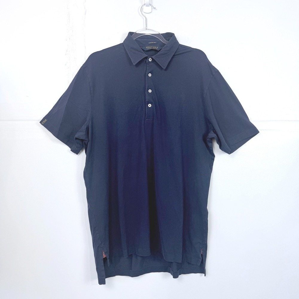Polo Golf Ralph Lauren Mens Navy Blue Stretch Lisle Pima Cotton Polo Shirt L